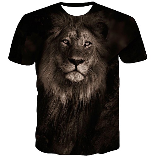 

Men's T shirt Shirt Graphic Animal Print Short Sleeve Daily Tops Streetwear Round Neck Black