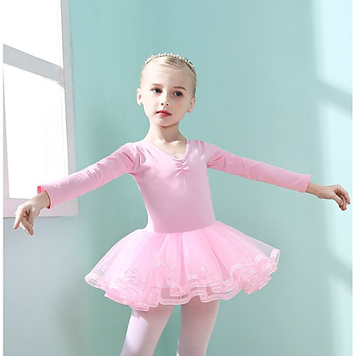 

Ballet Leotard / Onesie Lace Bow(s) Girls' Training Performance Short Sleeve Natural Cotton