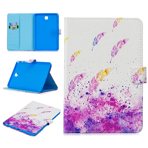 

Case For Samsung Galaxy Tab 4 T230 T231 Tab E T375 Tab A T280 Tab 3 Lite T110 T111 Card Holder Shockproof Pattern Full Body Cases PU Leather TPU magnetic buckle Feathers