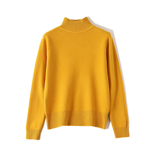 

Women's Basic Knitted Solid Colored Plain Pullover Long Sleeve Sweater Cardigans Crew Neck Round Neck Fall White Black Blue