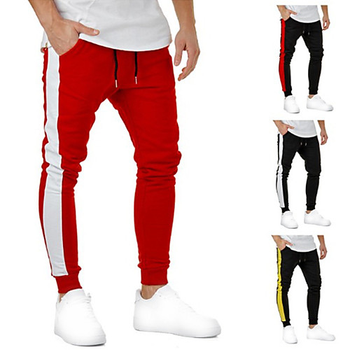 

Men's Sweatpants Joggers Track Pants Bottoms Drawstring Fitness Gym Workout Performance Running Training Breathable Soft Sweat wicking Sport Solid Colored White / Black RedBlack Black / Yellow White