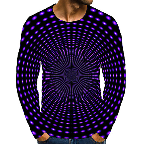 

Men's T shirt 3D Print Graphic Plus Size Print Long Sleeve Daily Tops Basic Exaggerated Blue Purple Red