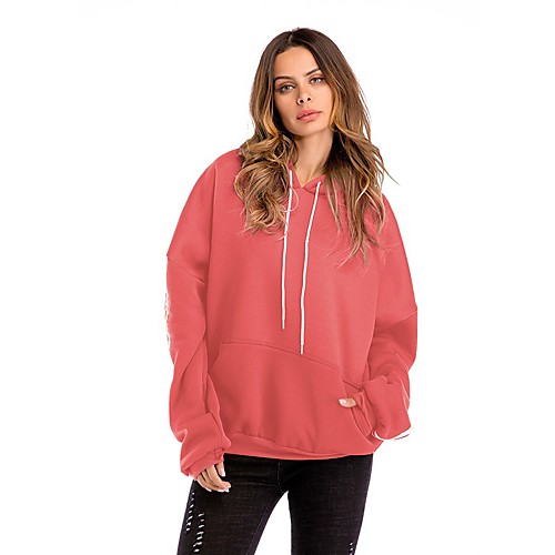 

Women's Pullover Hoodie Sweatshirt Solid Colored Daily Basic Hoodies Sweatshirts Loose Blue Yellow Wine
