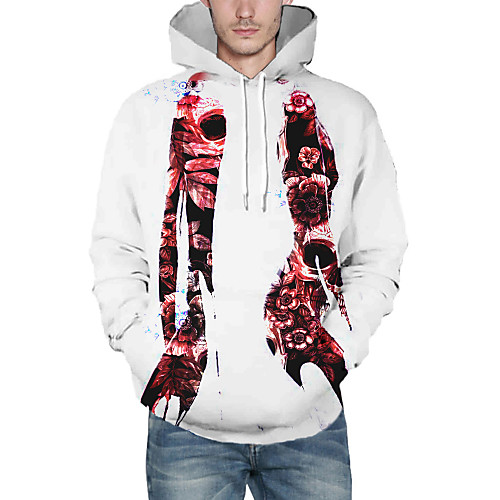 

Men's Pullover Hoodie Sweatshirt Graphic Skull Hooded Halloween Daily Going out Casual Hoodies Sweatshirts White