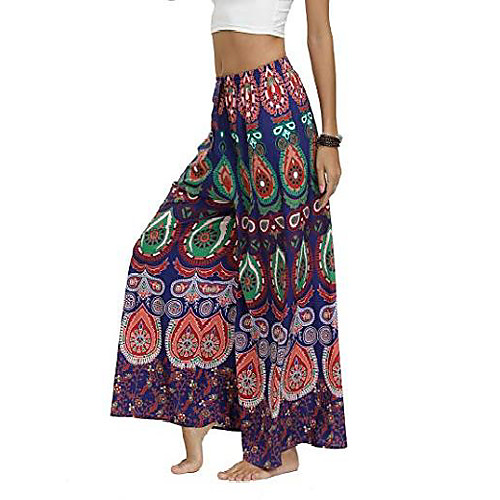 

womens palazzo slit wide leg pants summer casual beach boho hippie bohemian pilate plus size 10-18 & #40;patt, us 8-10& #41;