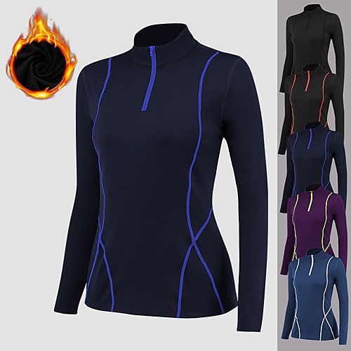 

YUERLIAN Women's Long Sleeve High Neck Sweatshirt Compression Shirt Running Shirt Quarter Zip Tee Tshirt Top Athletic Athleisure Winter Fleece Thermal Warm Breathable Soft Yoga Fitness Gym Workout