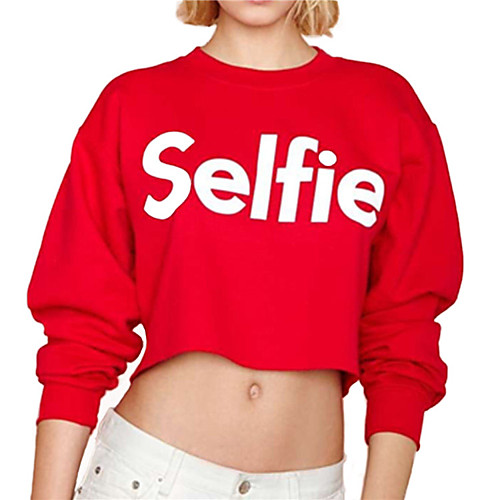 

Women's Cropped Sweatshirt Graphic Text Letter Daily non-printing Basic Hoodies Sweatshirts Loose Red