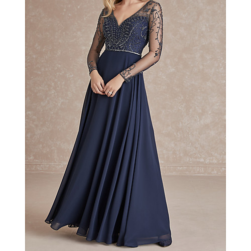

A-Line V Neck Floor Length Chiffon Bridesmaid Dress with Pleats