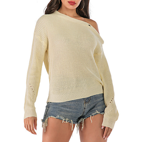 

Women's Solid Colored Cardigan Long Sleeve Sweater Cardigans Round Neck Fall Winter Beige