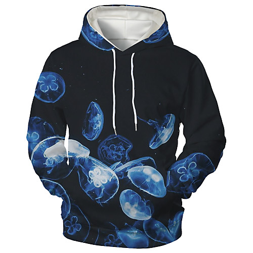 

Men's Hoodie Graphic Animal Hooded Daily Going out 3D Print Casual Hoodies Sweatshirts Black