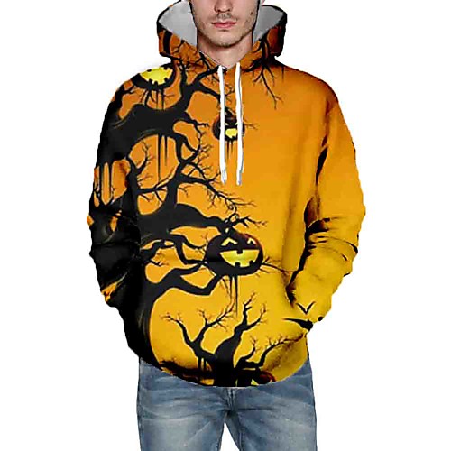 

Men's Pullover Hoodie Sweatshirt Graphic Scenery Hooded Halloween Daily 3D Print Halloween Hoodies Sweatshirts Yellow