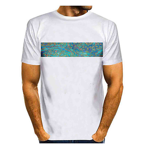 

Men's T shirt Shirt 3D Print Graphic Short Sleeve Daily Tops Basic Round Neck White