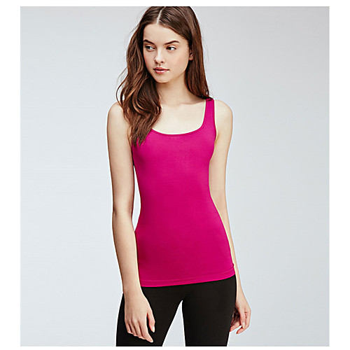

Women's Tank Top Solid Colored Round Neck Basic Tops Blue Fuchsia
