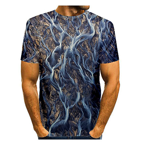 

Men's T shirt Graphic Short Sleeve Daily Tops Basic Elegant Round Neck Gray