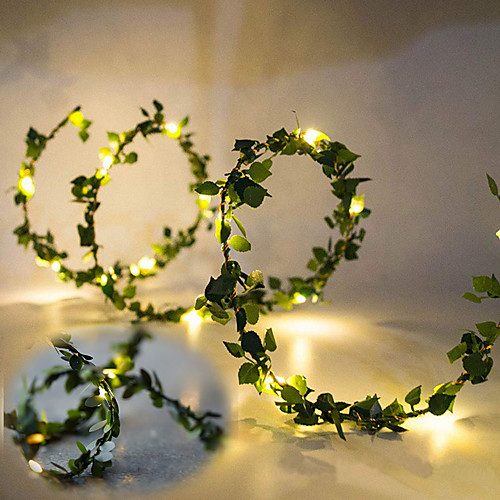 

5M 50LEDs Green Leaves Garland LED String Lights 2pcs 1pc Battery Operated Fairy Lights for Wedding Christmas Banquet Garden Holiday Indoor Decoration