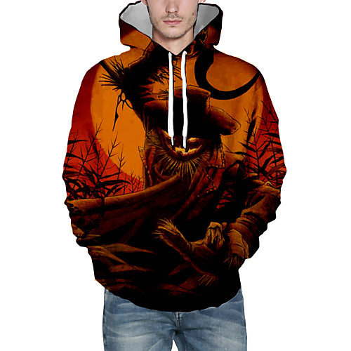 

Men's Pullover Hoodie Sweatshirt Graphic Hooded Halloween Daily Casual Halloween Hoodies Sweatshirts Yellow