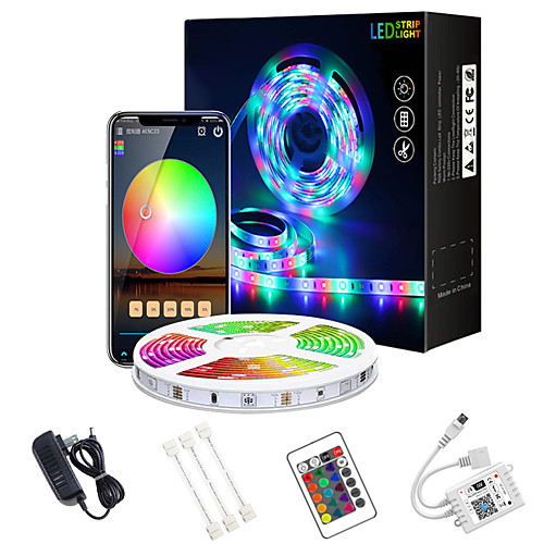 

LED Strip Lights WIFI 32.8ft 10m App Intelligent WIFI Control 5050 RGB (1x10m)LED Soft Strip Light with IR 24 Key Controller for DIY Home Lighting