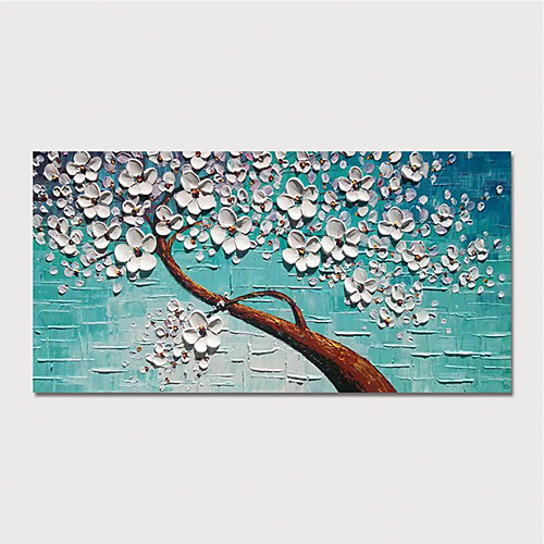 

Oil Painting Hand Painted Horizontal Floral / Botanical Modern Stretched Canvas
