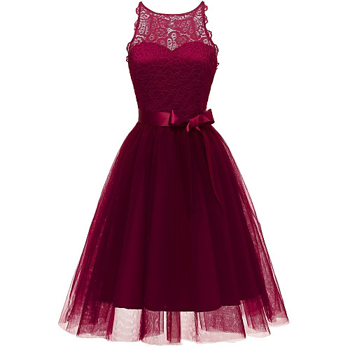 

Women's Sheath Dress Knee Length Dress Blushing Pink Wine Navy Blue Sleeveless Solid Color Bow Fall Winter Round Neck Work Hot Elegant Slim 2021 S M L XL XXL