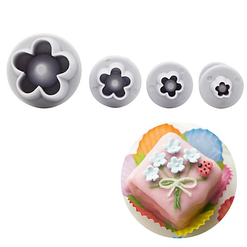 

4Pcs/Set Plum Blossom Flower Plunger Fondant Cutter Sugarcraft Cake Decorating Tools