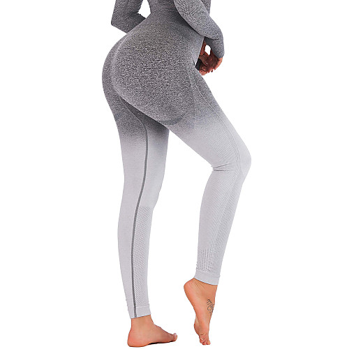 

Women's High Waist Yoga Pants Seamless Tights Leggings Tummy Control Butt Lift 4 Way Stretch Color Gradient Pink Grey Green Nylon Fitness Gym Workout Running Winter Summer Sports Activewear High