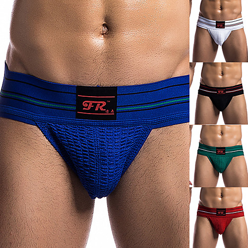 

Men's Jockstrap Athletic Supporters Athleisure Underwear Briefs Bottoms Fitness Gym Workout Performance Running Training Breathable Quick Dry Soft Sport White Black Blue Red Green / Stretchy