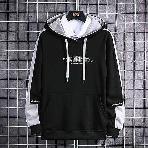 

Men's Pullover Hoodie Sweatshirt Graphic Text Letter Hooded Daily Other Prints Casual Hoodies Sweatshirts White Black Light Green