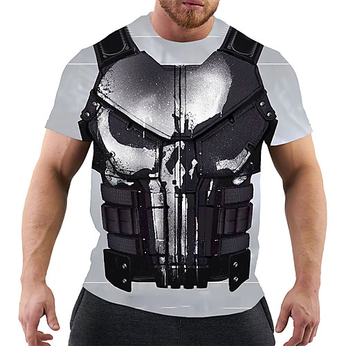

Men's T shirt Shirt Graphic Plus Size Print Short Sleeve Club Tops Rock Military Round Neck Black