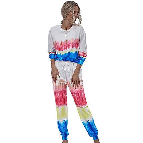 

Women's Basic Tie Dye Two Piece Set Set Pant Print Tops