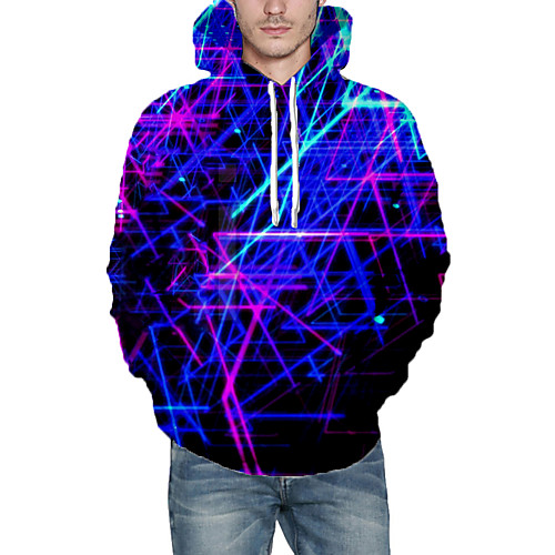 

Men's Hoodie Graphic Geometric Hooded Daily Going out 3D Print Casual Hoodies Sweatshirts Purple
