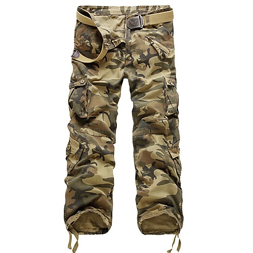 

Men's Basic Outdoor Daily Tactical Cargo Pants Camouflage Full Length Classic Yellow Gray