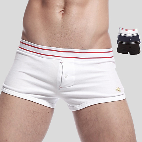 

SEOBEAN Men's Sport Briefs Running Shorts Sports & Outdoor Boxer Briefs Underwear Underwear Shorts Stripe-Trim Cotton Running Jogging Training Sprint Quick Dry Breathable Soft Sport White Black Dark