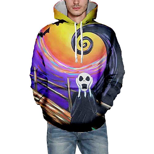 

Men's Pullover Hoodie Sweatshirt Graphic Hooded Daily Going out 3D Print Basic Casual Hoodies Sweatshirts Purple