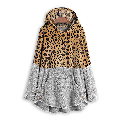 

Women's Pullover Hoodie Sweatshirt Color Block Leopard Cheetah Print Daily non-printing Basic Hoodies Sweatshirts Loose Oversized Wine Army Green Gray