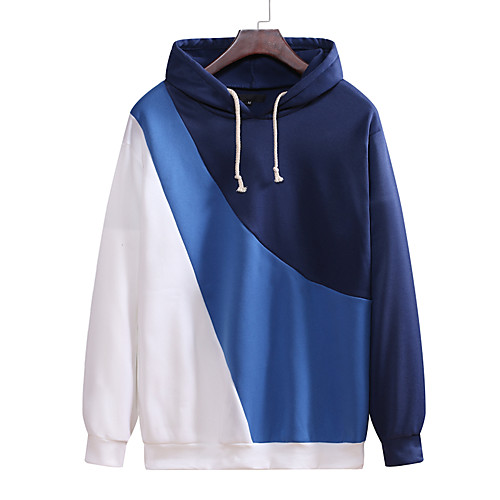

Men's Hoodie Color Block Hooded Basic Hoodies Sweatshirts Blue Black