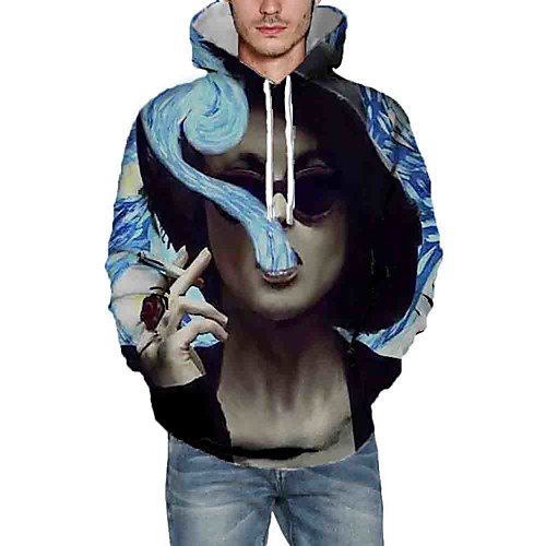 

Men's Pullover Hoodie Sweatshirt Graphic Hooded Daily Going out 3D Print Basic Casual Hoodies Sweatshirts Black