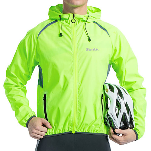 

SANTIC Men's Cycling Jersey Spandex Polyester Bike Jacket Top Windproof Quick Dry Breathable Sports Green Clothing Apparel Bike Wear / Long Sleeve / Reflective Strips / Back Pocket
