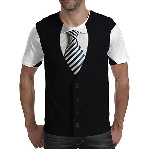 

Men's T shirt Shirt Graphic Plus Size Print Short Sleeve Daily Tops Elegant Exaggerated Round Neck Black