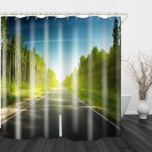 

Sunshine Forest Road Digital Printing Shower Curtain English Green Leaf Digital Printing Shower Curtain Shower Curtains & Hooks Modern Polyester New Design