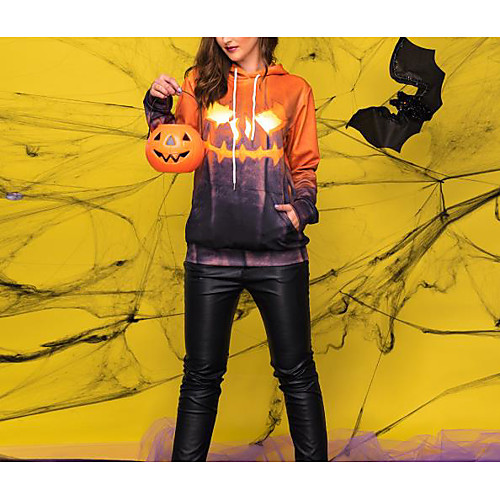 

Women's Pullover Hoodie Sweatshirt Print Halloween Hoodies Sweatshirts Yellow