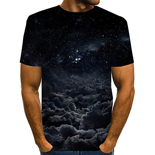 

Men's T shirt Shirt Graphic Plus Size Print Short Sleeve Daily Tops Basic Exaggerated Round Neck Black