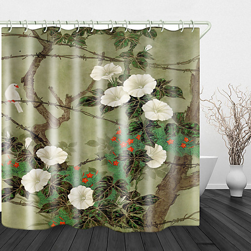 

Morning Glory Digital Print Waterproof Fabric Shower Curtain For Bathroom Home Decor Covered Bathtub Curtains Liner Includes With Hooks 72 Inch