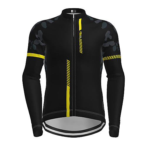 

21Grams Men's Long Sleeve Cycling Jersey Winter Summer Spandex Polyester Red Yellow Army Green Patchwork Camo / Camouflage Bike Jersey Top Mountain Bike MTB Road Bike Cycling Thermal Warm UV