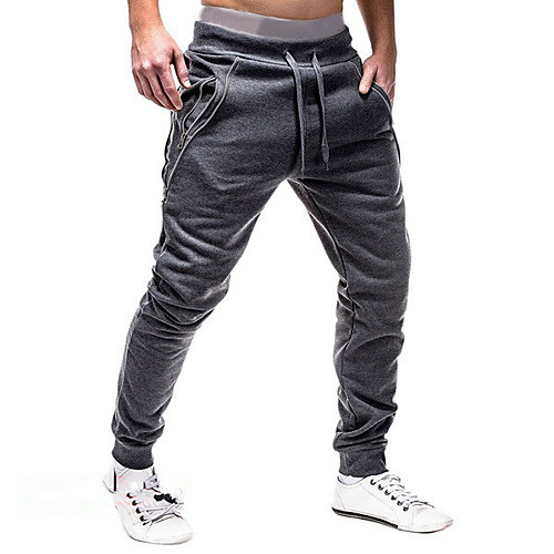 

Men's Sporty Streetwear Outdoor Sports Going out Weekend Sweatpants Pants Solid Colored Sporty Drawstring Black Light gray Dark Gray