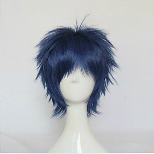 

Kuroko no Basket Aomine Daiki Cosplay Wigs Unisex Layered Haircut 12 inch Heat Resistant Fiber Curly Blue Green Teen Adults' Anime Wig