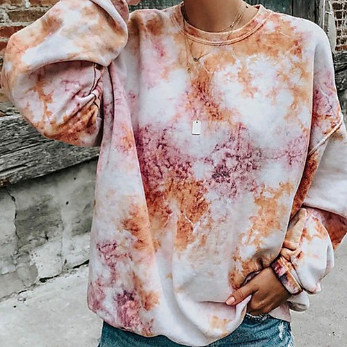 

Women's Hoodie Sweatshirt Tie Dye Daily Basic Hoodies Sweatshirts Blue Yellow Red