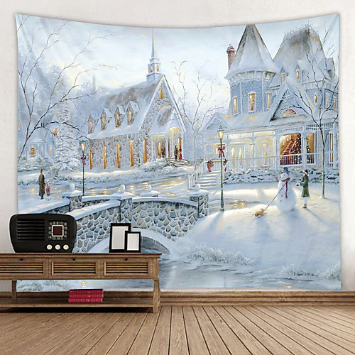 

Ice and Snow Villa Digital Printing Tapestry Classic Theme Wall Decor 100% Polyester Contemporary Wall Art Wall Tapestries Decoration