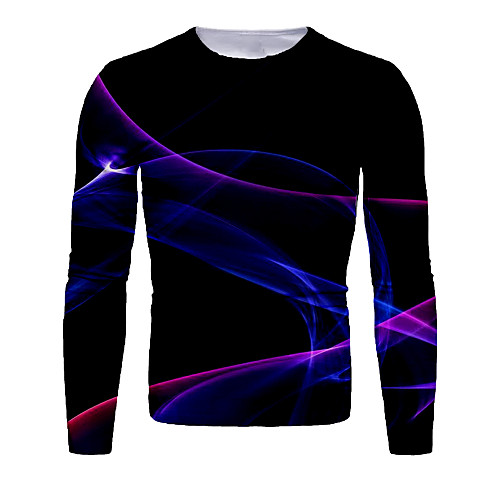 

Men's T shirt Shirt Graphic Print Long Sleeve Daily Tops Basic Elegant Round Neck Black