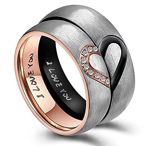 

wedding ring heart promise ring stainless steel wedding men's for real love engagement bands ring US Ring Size 5-13 pair of rings