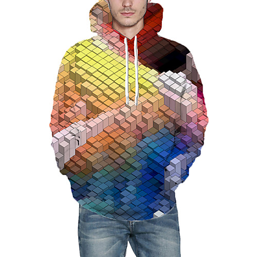 

Men's Hoodie Graphic Geometric Hooded Daily Going out 3D Print Casual Hoodies Sweatshirts Rainbow